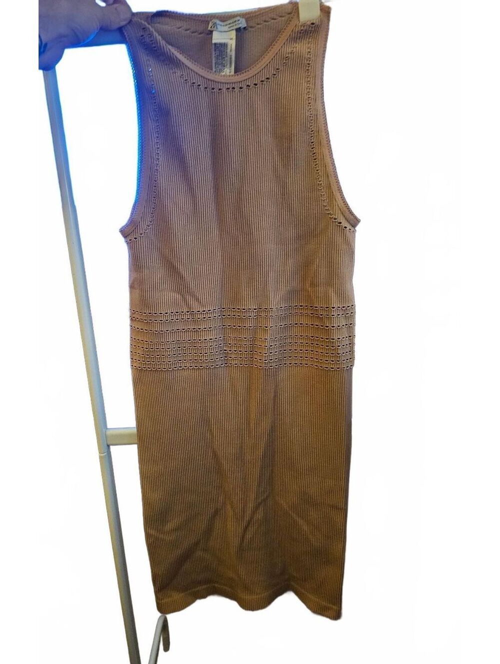 ZARA WOMAN STRETCH DRESS MINI beigeish- XS as shown EUC